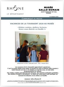 Communiqué de presse vacances de la Toussaint 2020